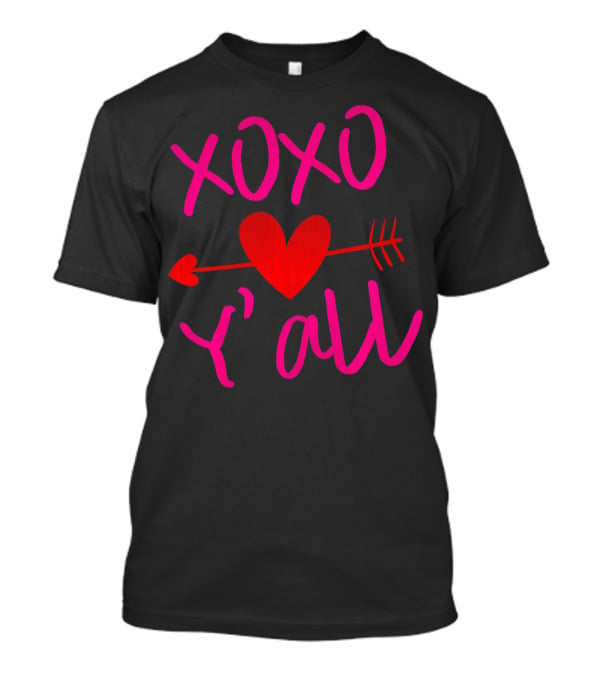 XOXO Heart Arrow Y'all Red Pink Valentines Day T-Shirt