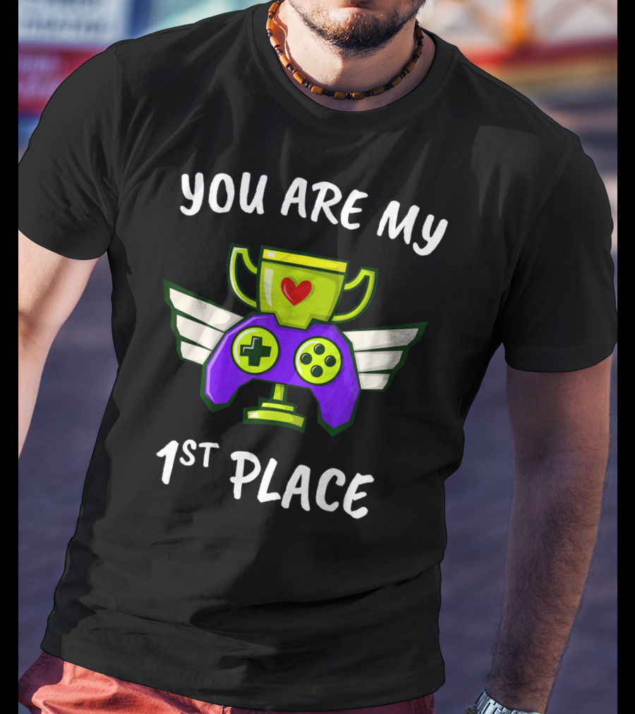 You Are My 1st Place Valentines Day Trophy Game Controller With Wings T-Shirt