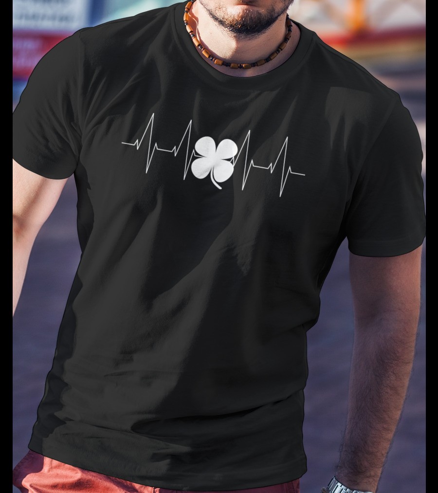 Irish Shamrock Heartbeat Best Apparel Luck T-Shirt