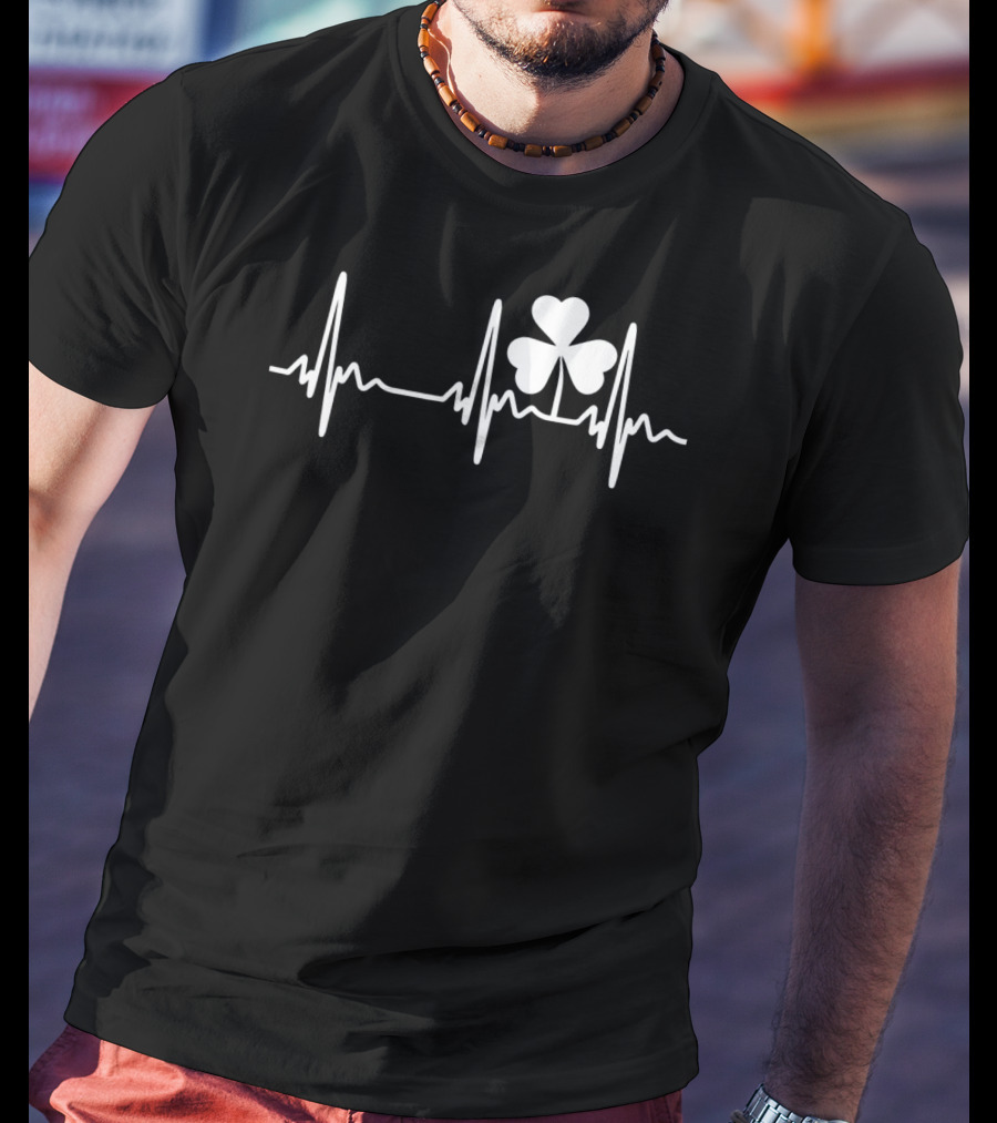 Ireland Heartbeat Clover St. Patrick's Day T-Shirt