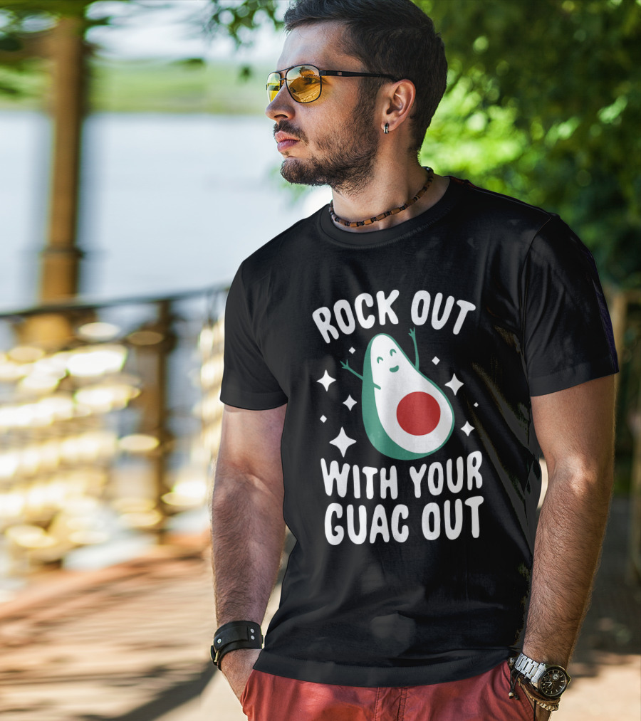 Rock Out With Your Guac Out Avocado Humor Fun T-Shirt