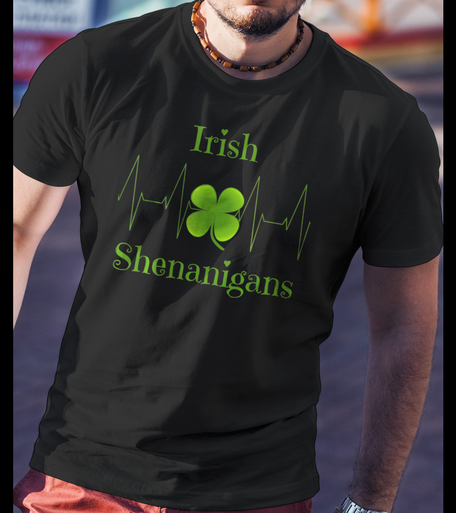 Irish Shamrock Shenanigans Heartbeat T-Shirt