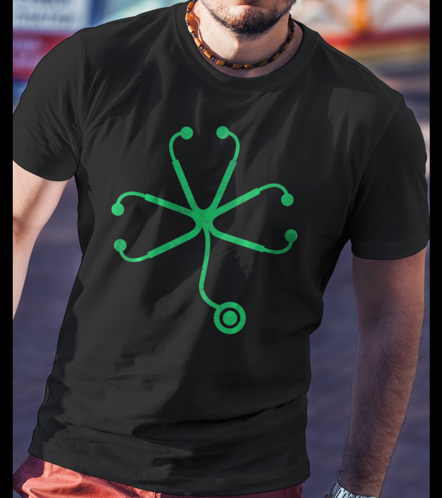 NURSE PATRICKS DAY Shamrock Stethoscope Green Stethoscope Shamrock T-Shirt