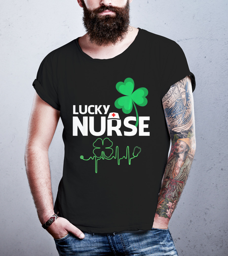 Lucky Nurse Shamrock Heartbeat St. Patricks Day T-Shirt