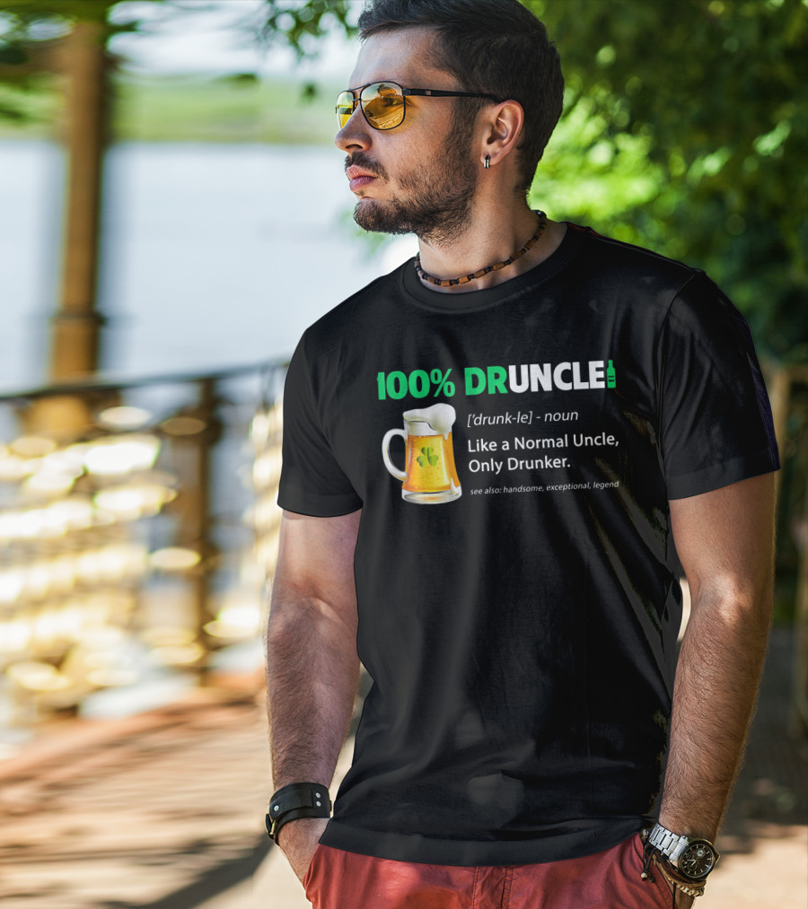100% Druncle Like A Normal Uncle Only Drunker Saint Patricks Beer Mug Shamrock T-Shirt