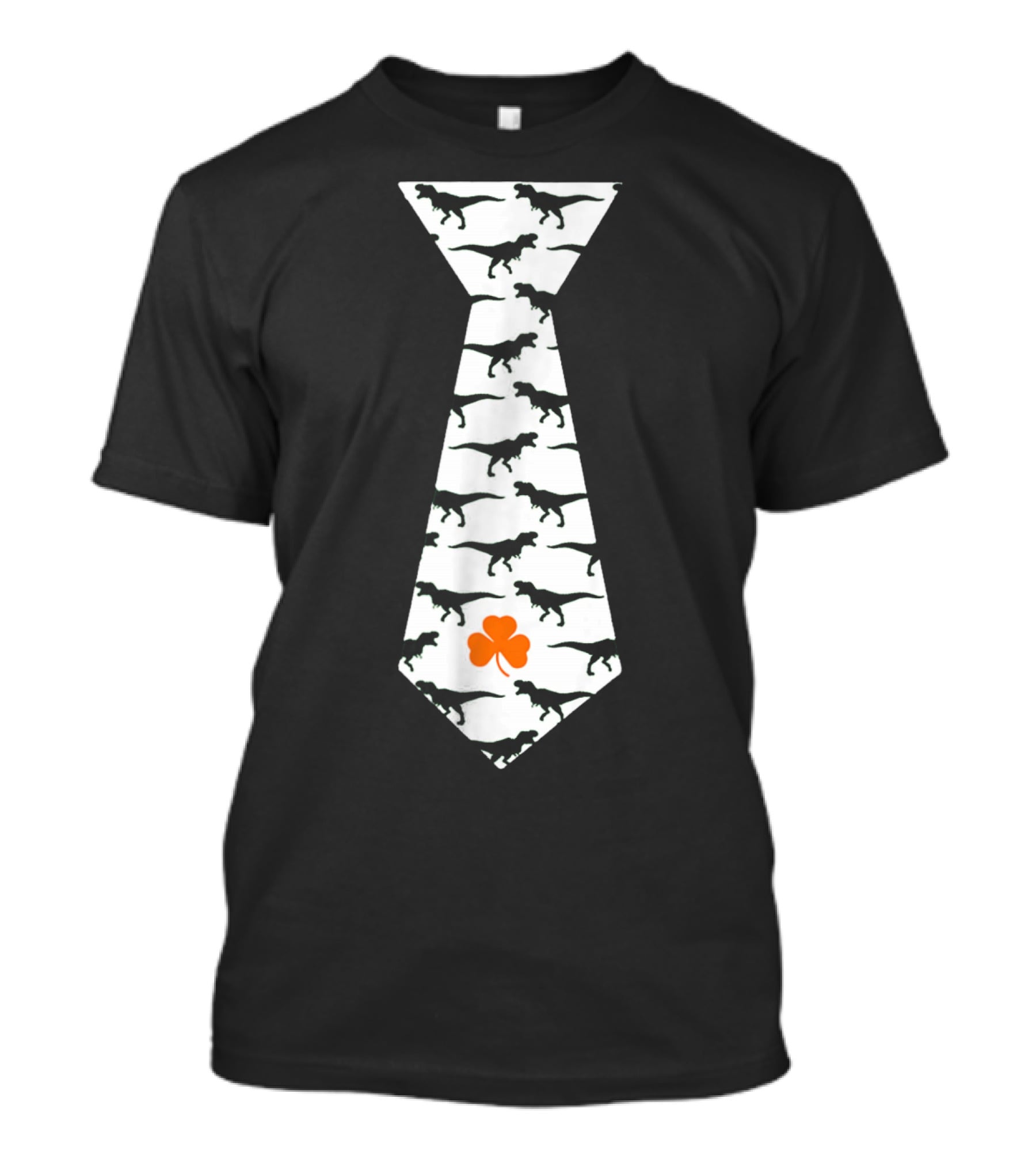 Cool St Patricks Day Dinosaur Tie Clover T-Shirt