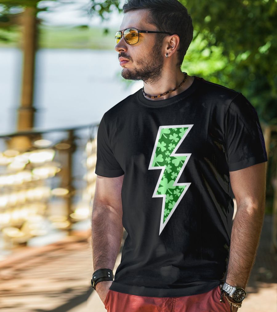 Lucky Irish Clover Lightning Bolt St. Patricks T-Shirt