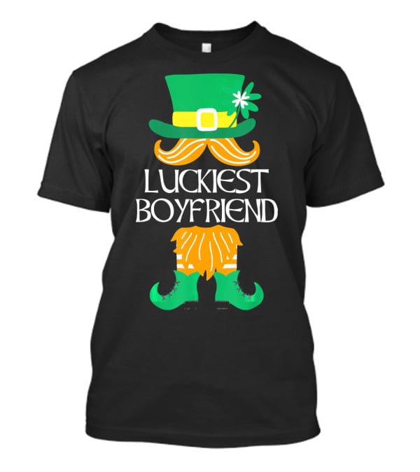 Luckiest Boyfriend Leprechaun Green Hat And Orange Beard St. Patrick's Day T-Shirt