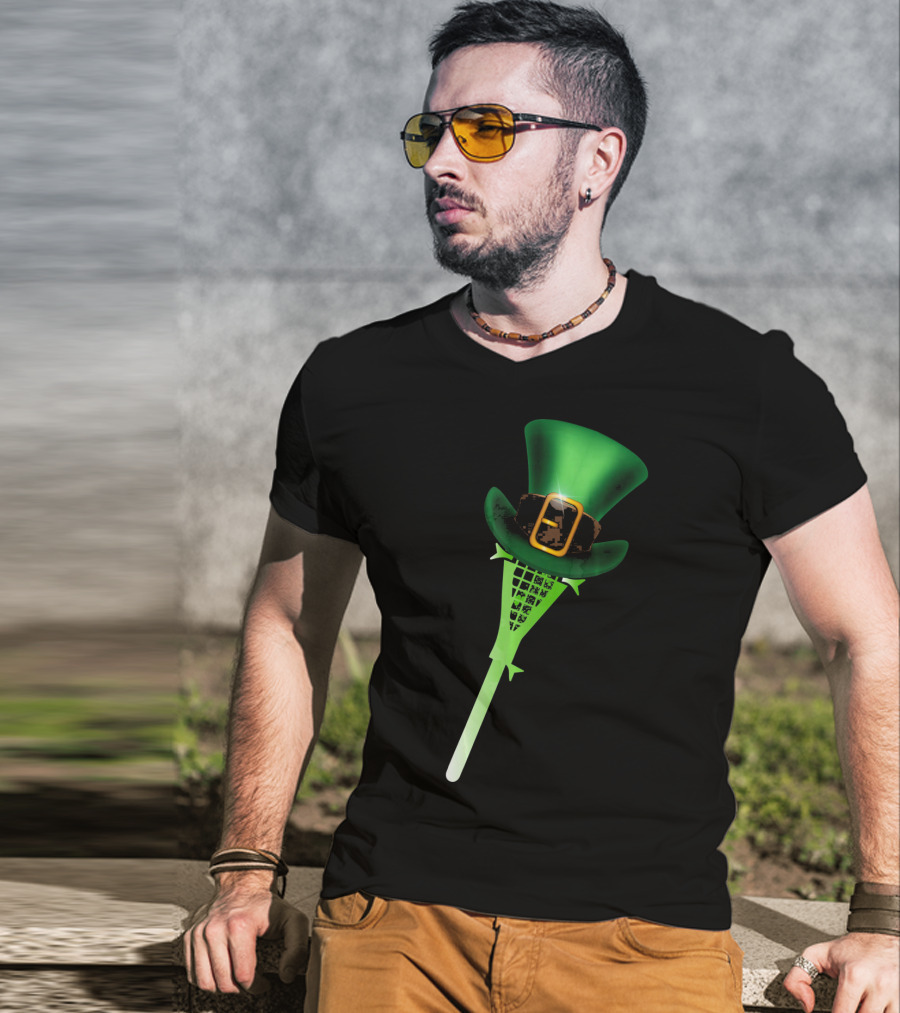 Leprechaun Shamrock Lacrosse Hat St Patricks T-Shirt