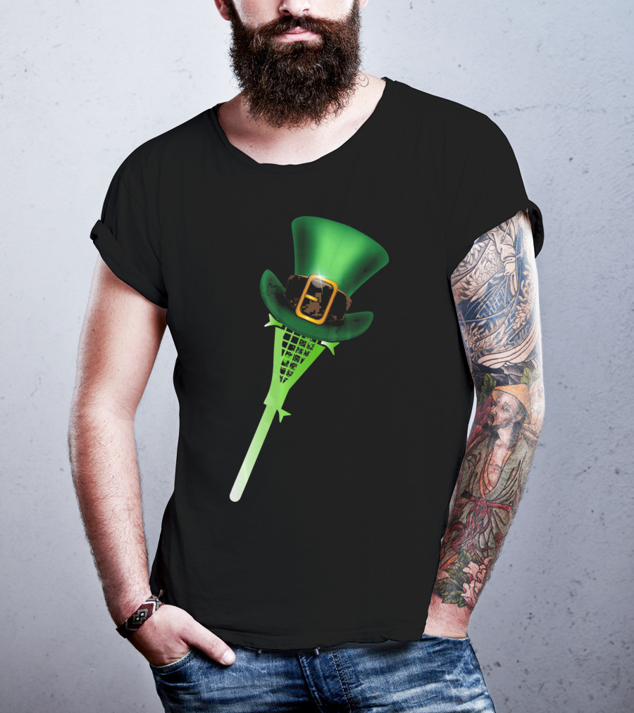 Leprechaun Shamrock Lacrosse Hat St Patricks T-Shirt