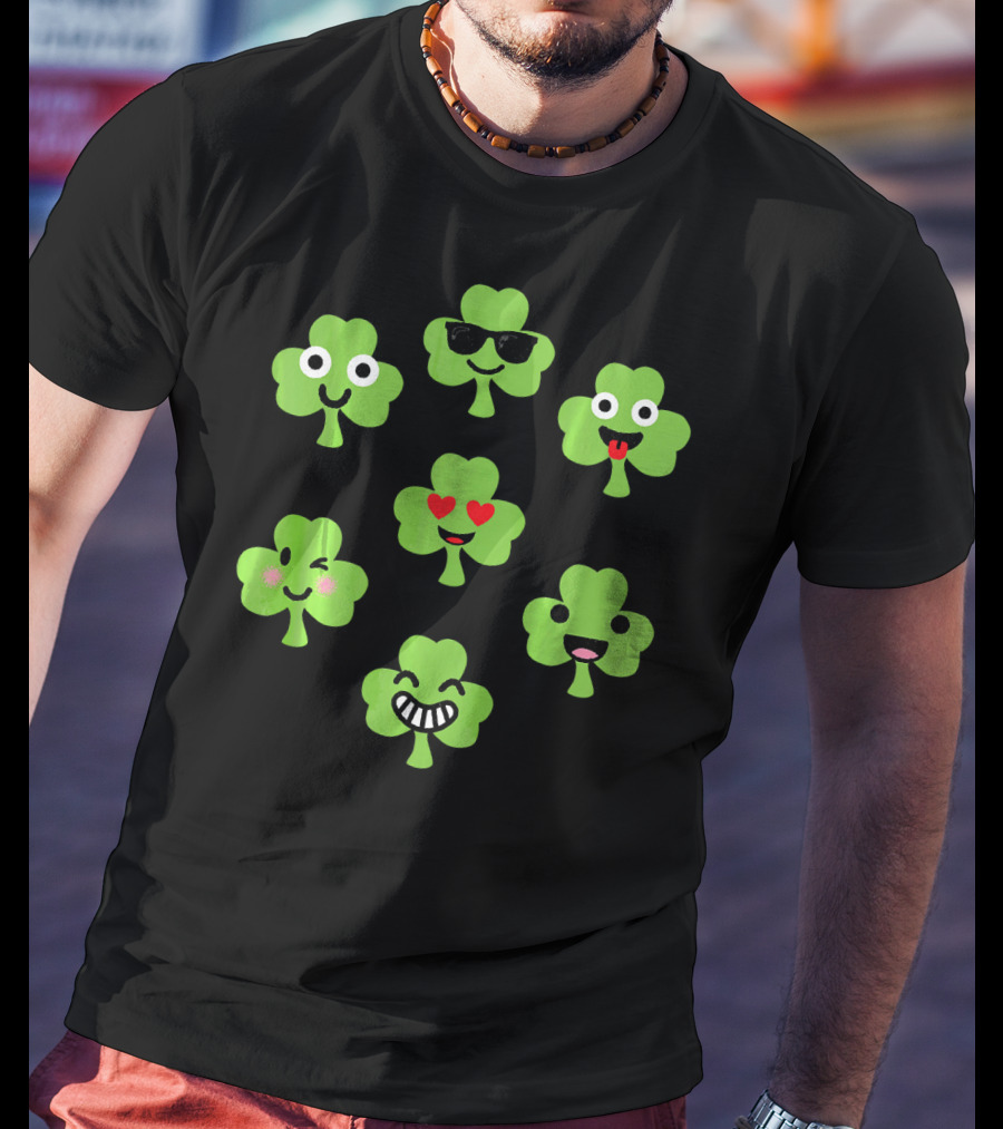 Emoji Shamrock Faces Lucky St. Patrick's Day T-Shirt