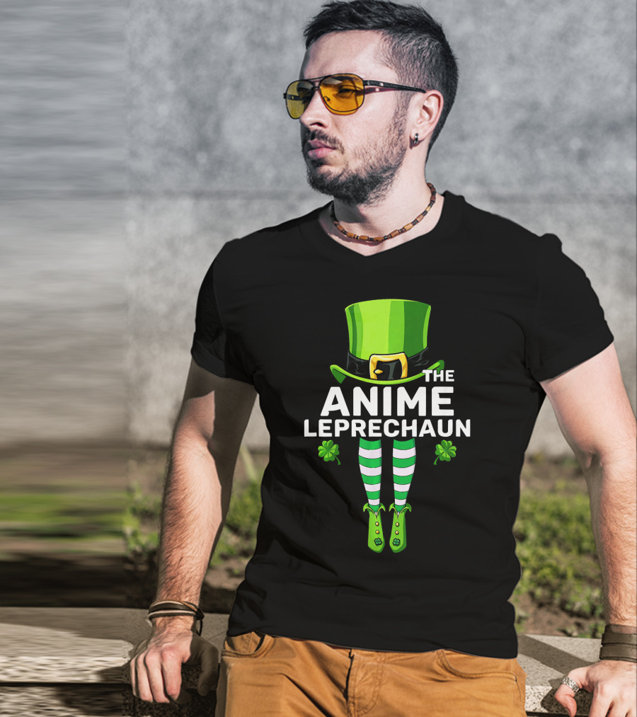 The Anime Leprechaun Green Hat Striped Legs Clover T-Shirt