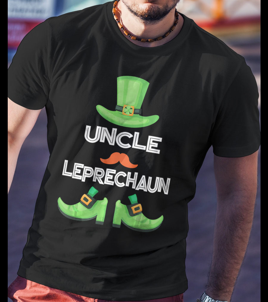 Uncle Leprechaun Green Hat And Shoes St. Patrick's Day Family Matching Group T-Shirt