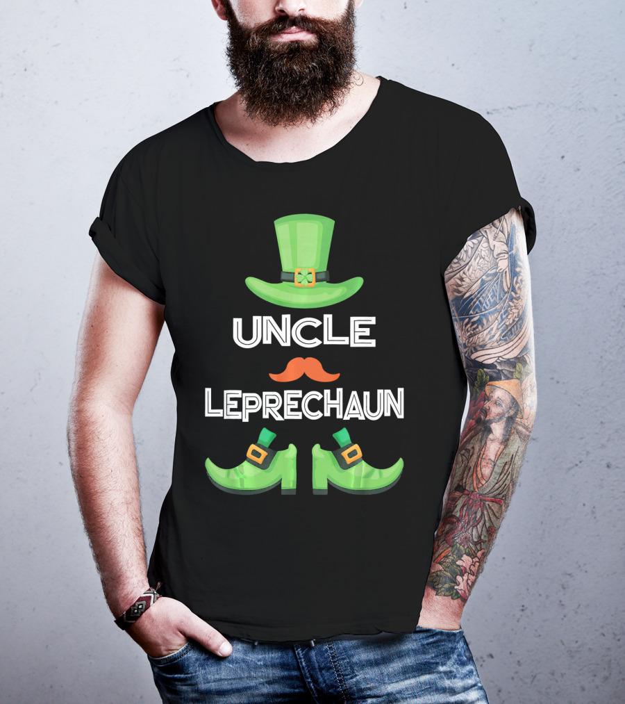 Uncle Leprechaun Green Hat And Shoes St. Patrick's Day Family Matching Group T-Shirt