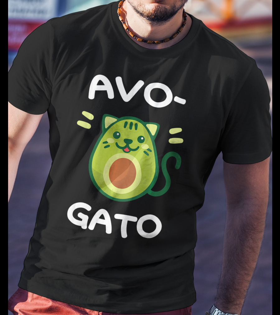 AvoGato Funny Avocado And Cat Lover Vege Avocado Cat Cartoon T-Shirt