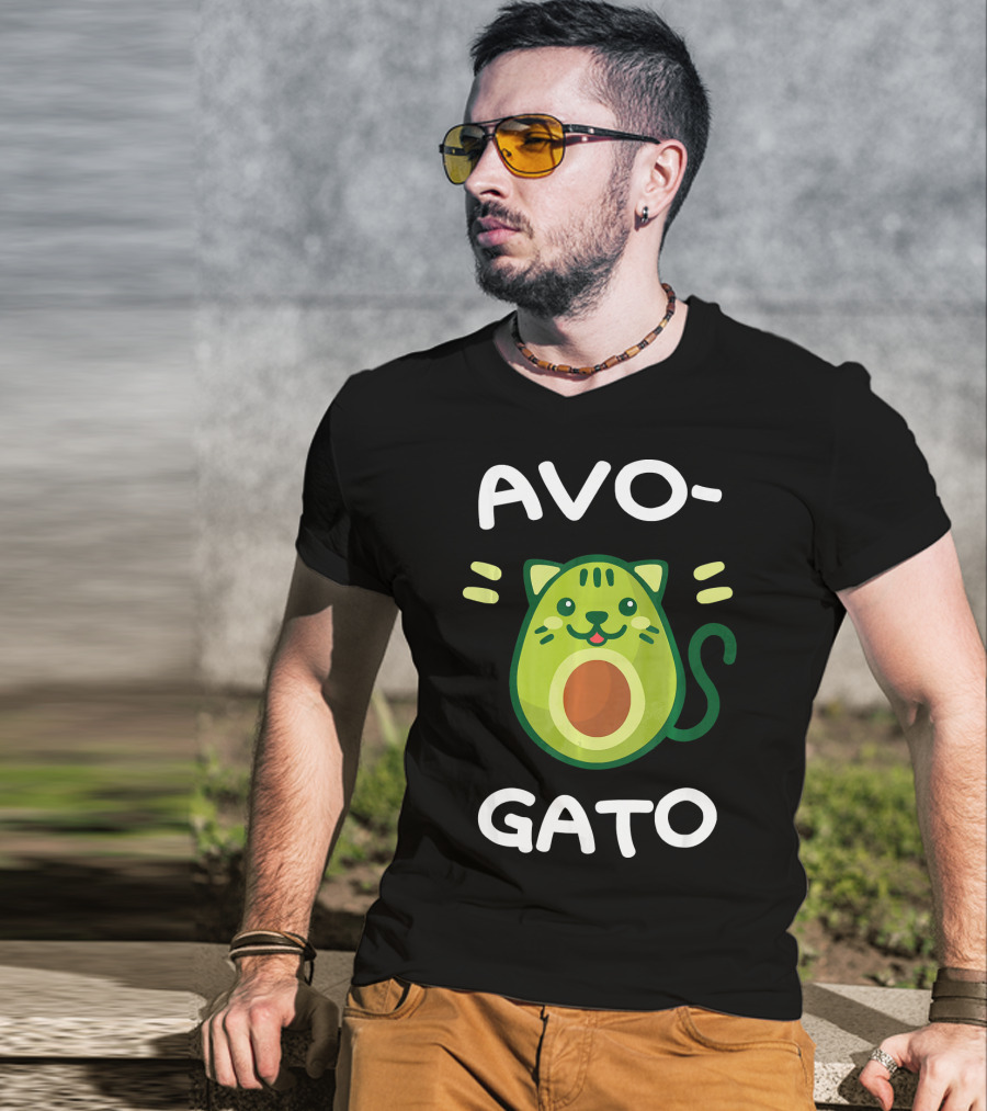 AvoGato Funny Avocado And Cat Lover Vege Avocado Cat Cartoon T-Shirt