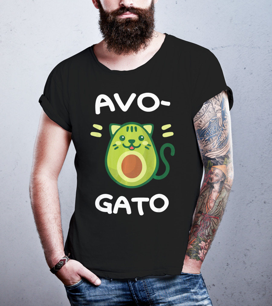 AvoGato Funny Avocado And Cat Lover Vege Avocado Cat Cartoon T-Shirt