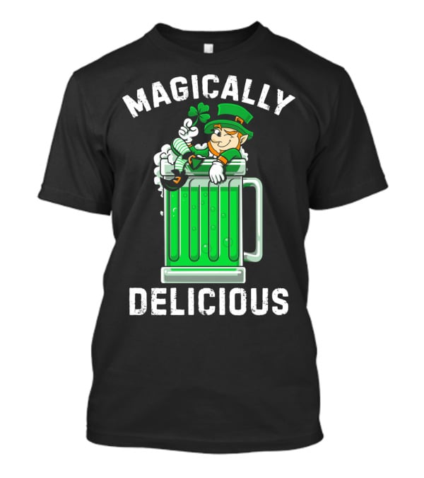 Magically Delicious Leprechaun Beer Mug Clover T-Shirt