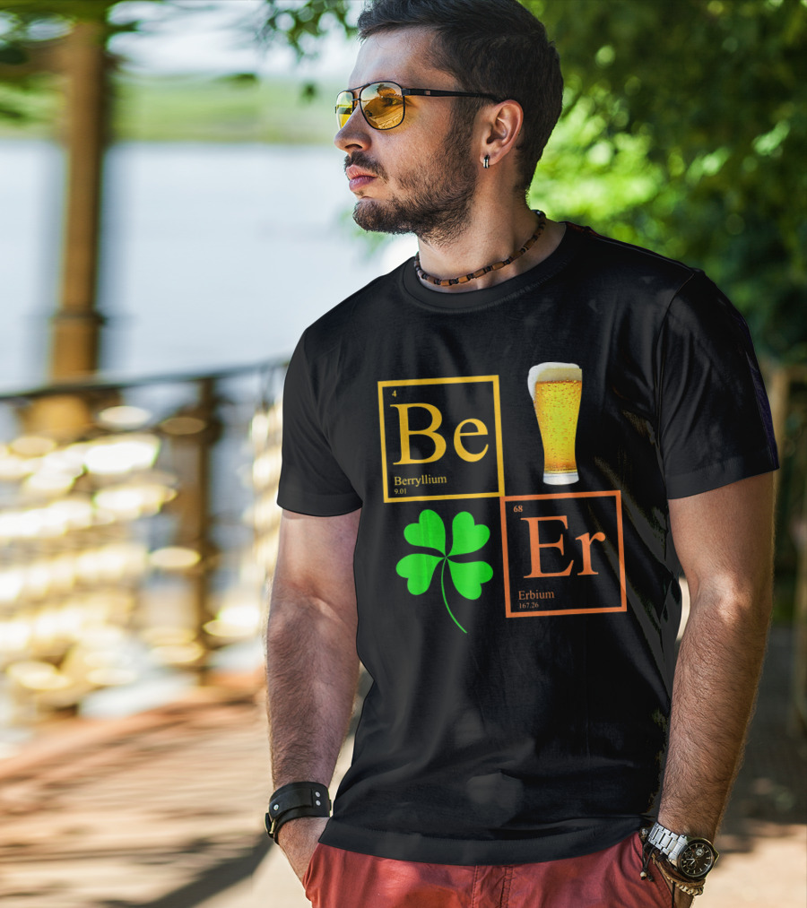 Beer Elements Beryllium Erbium Shamrock Glass T-Shirt