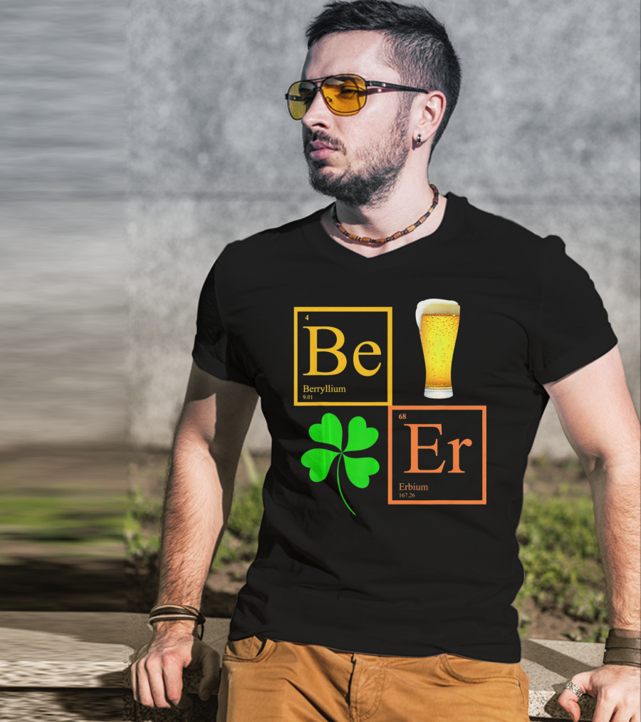 Beer Elements Beryllium Erbium Shamrock Glass T-Shirt