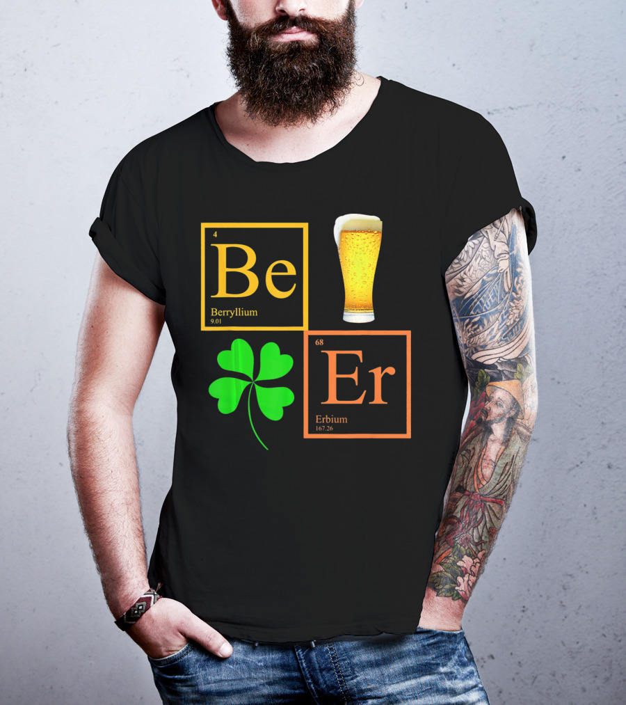 Beer Elements Beryllium Erbium Shamrock Glass T-Shirt