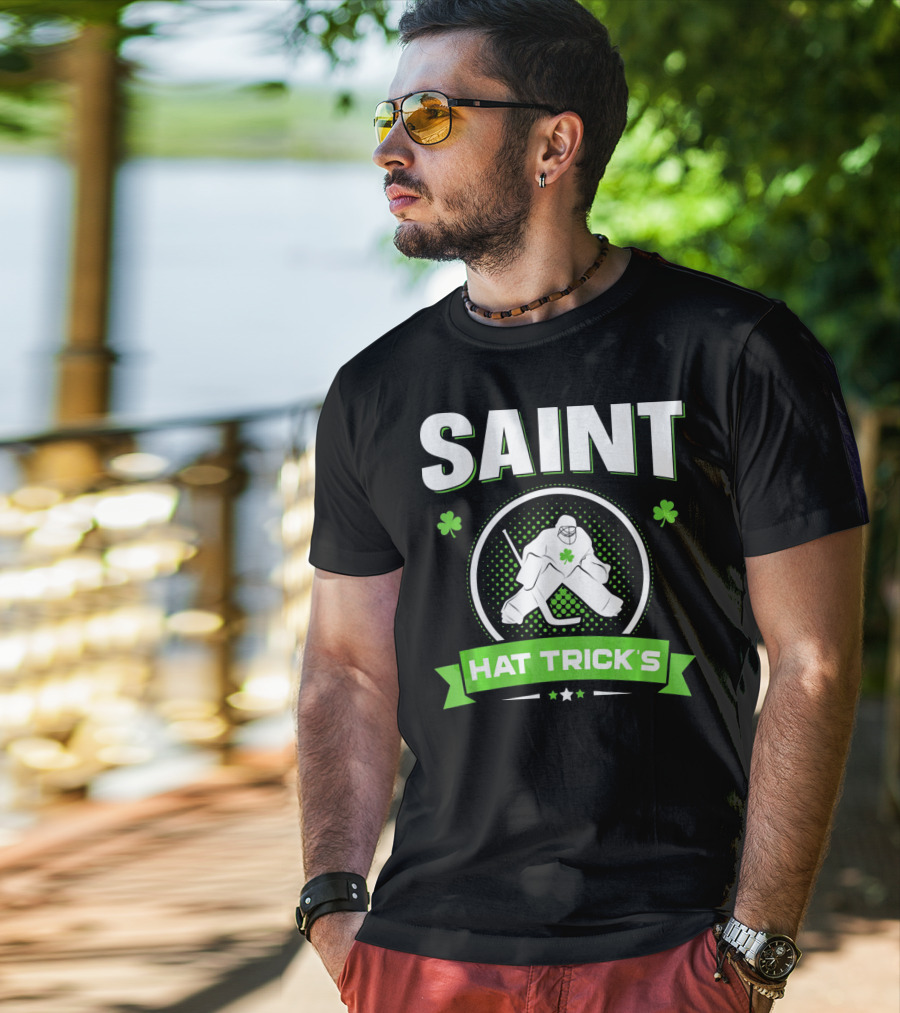 SAINT HAT TRICK'S Hockey Shamrock Irish St Patricks T-Shirt