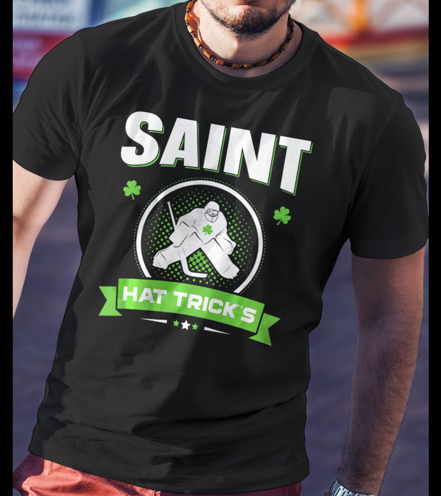 SAINT HAT TRICK'S Hockey Shamrock Irish St Patricks T-Shirt