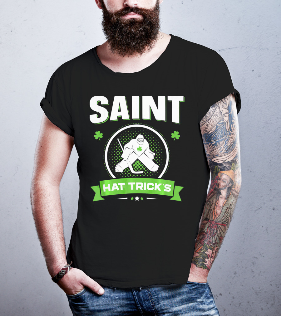 SAINT HAT TRICK'S Hockey Shamrock Irish St Patricks T-Shirt