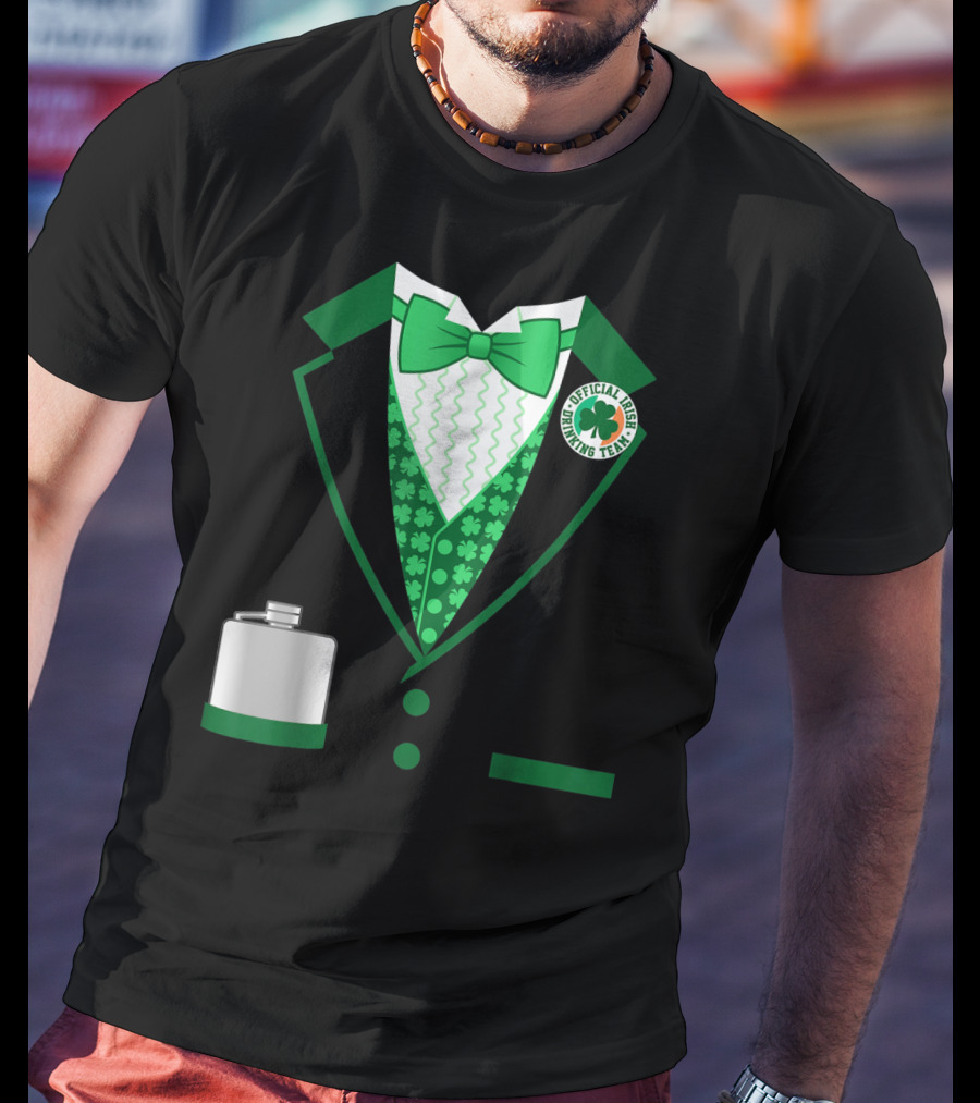 Mens St. Patricks Day Costume Official Irish Drinking Team Funny Iris T-Shirt