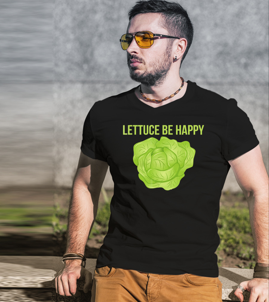 Lettuce Be Happy Funny Vegetarian T-Shirt