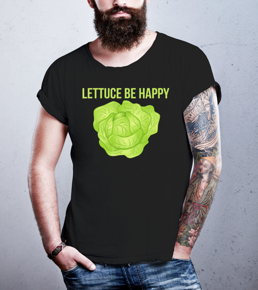 Lettuce Be Happy Funny Vegetarian T-Shirt