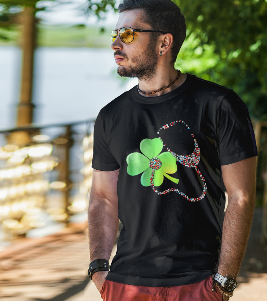 Shamrock Saint Patrick's Day Nurse Stethoscope Emoji Icons T-Shirt