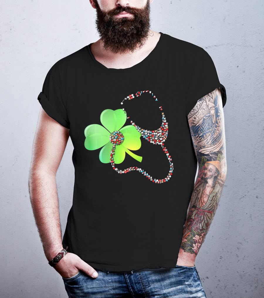 Shamrock Saint Patrick's Day Nurse Stethoscope Emoji Icons T-Shirt
