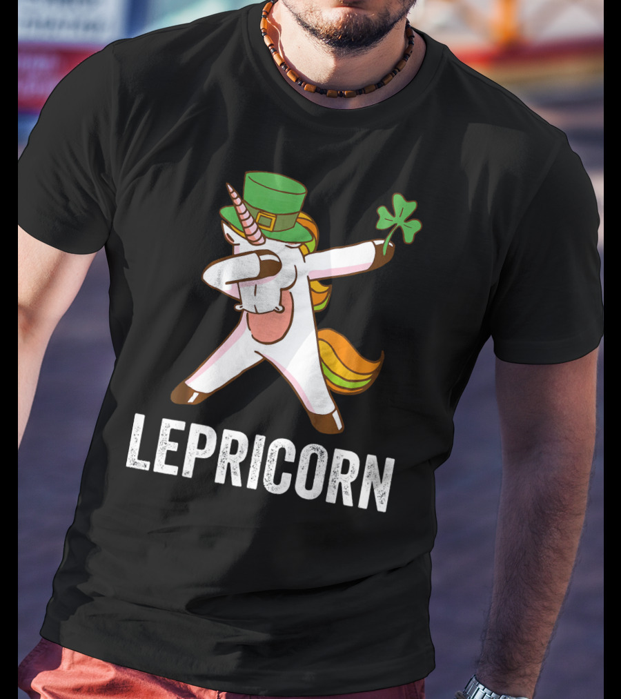 Irish Leprechaun Unicorn Dabbing Lepricorn Shamrock T-Shirt