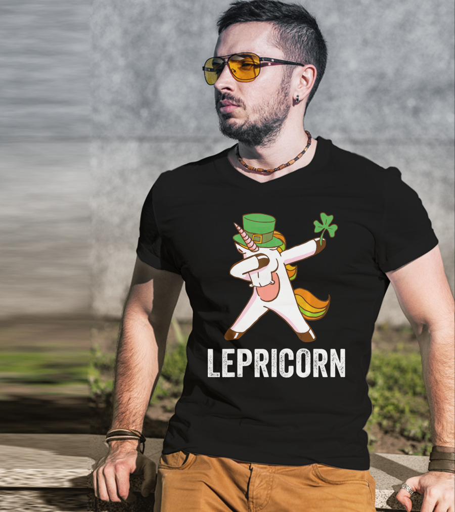 Irish Leprechaun Unicorn Dabbing Lepricorn Shamrock T-Shirt