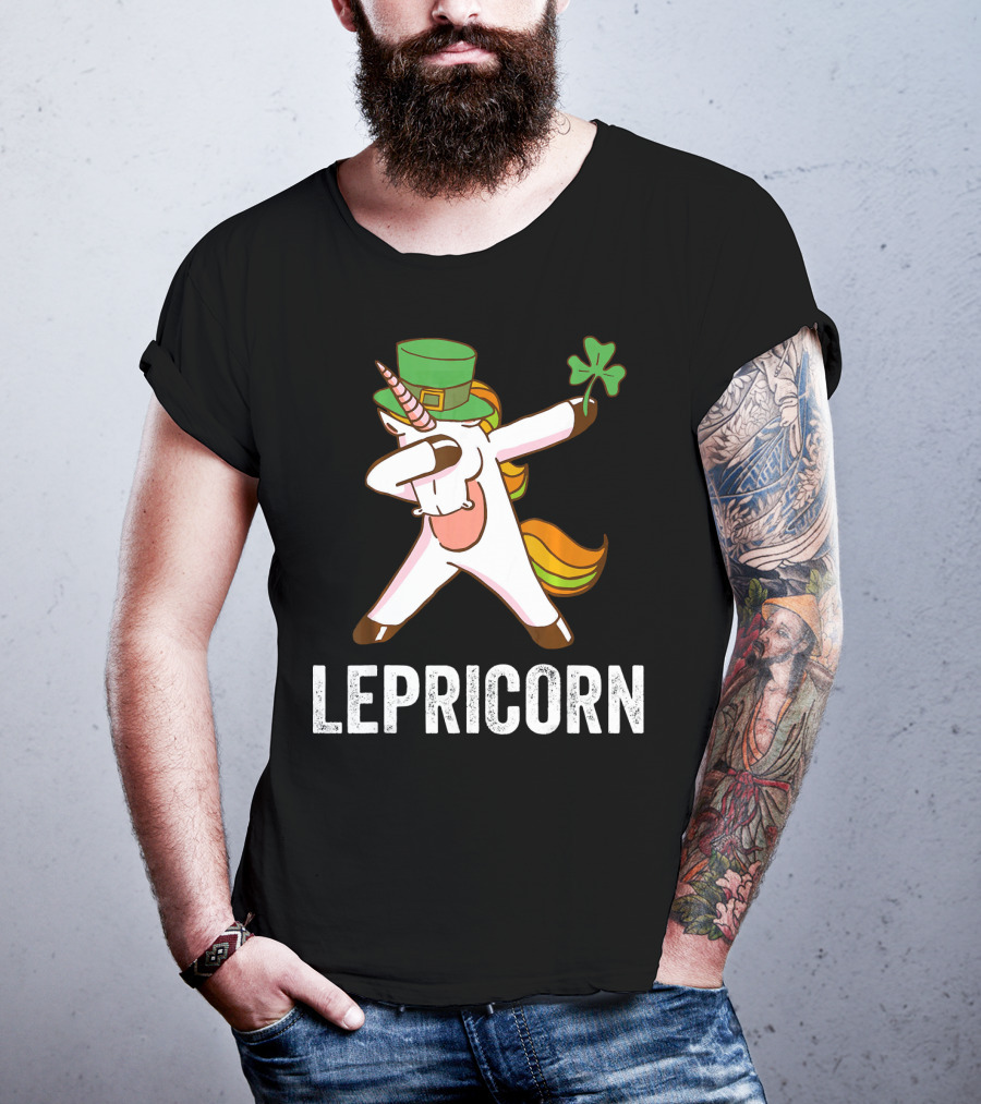 Irish Leprechaun Unicorn Dabbing Lepricorn Shamrock T-Shirt