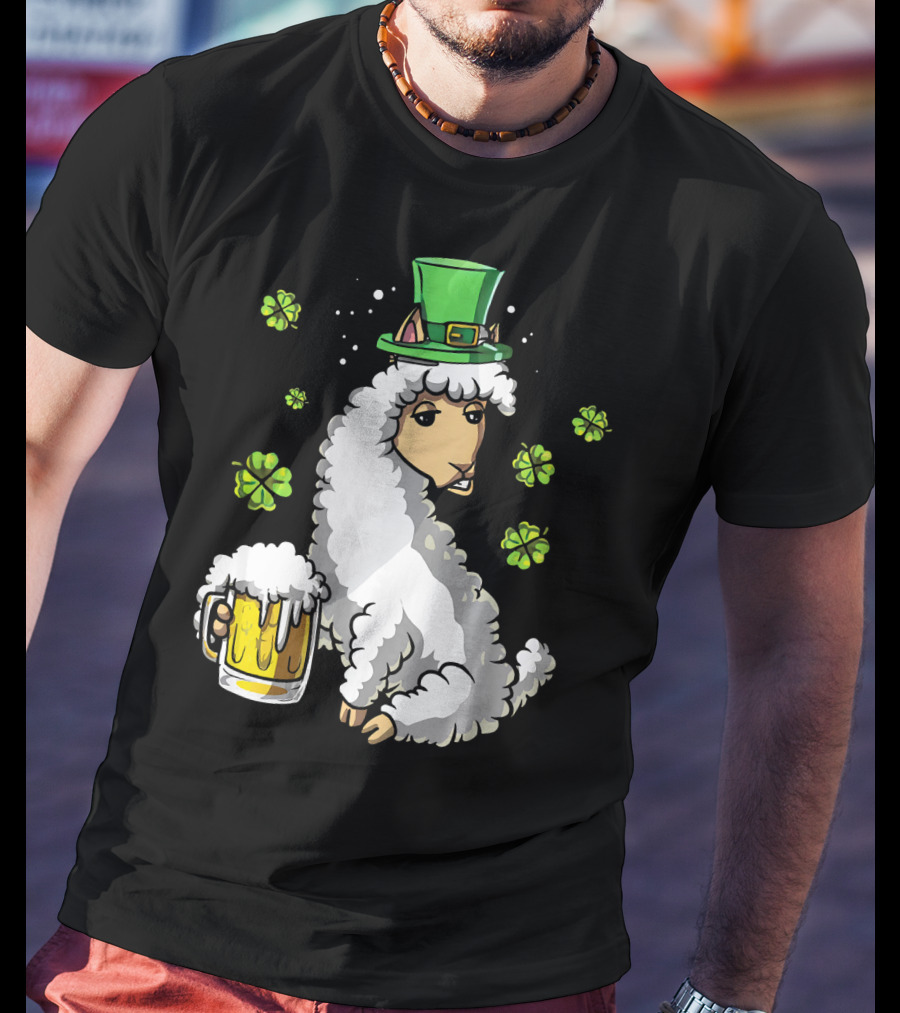 Leprechaun Sheep With Beer And Shamrocks T-Shirt