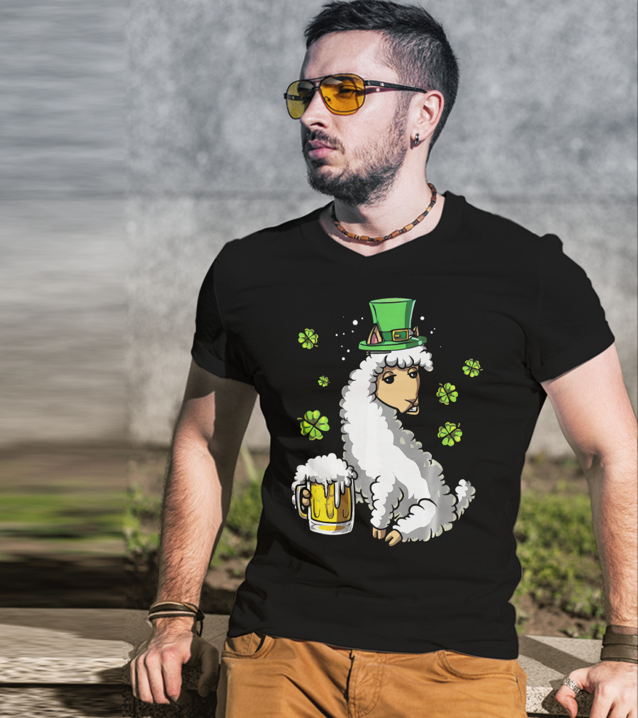 Leprechaun Sheep With Beer And Shamrocks T-Shirt