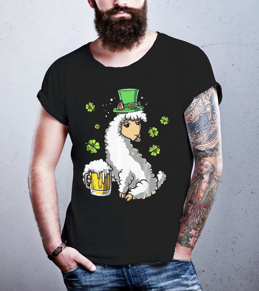 Leprechaun Sheep With Beer And Shamrocks T-Shirt