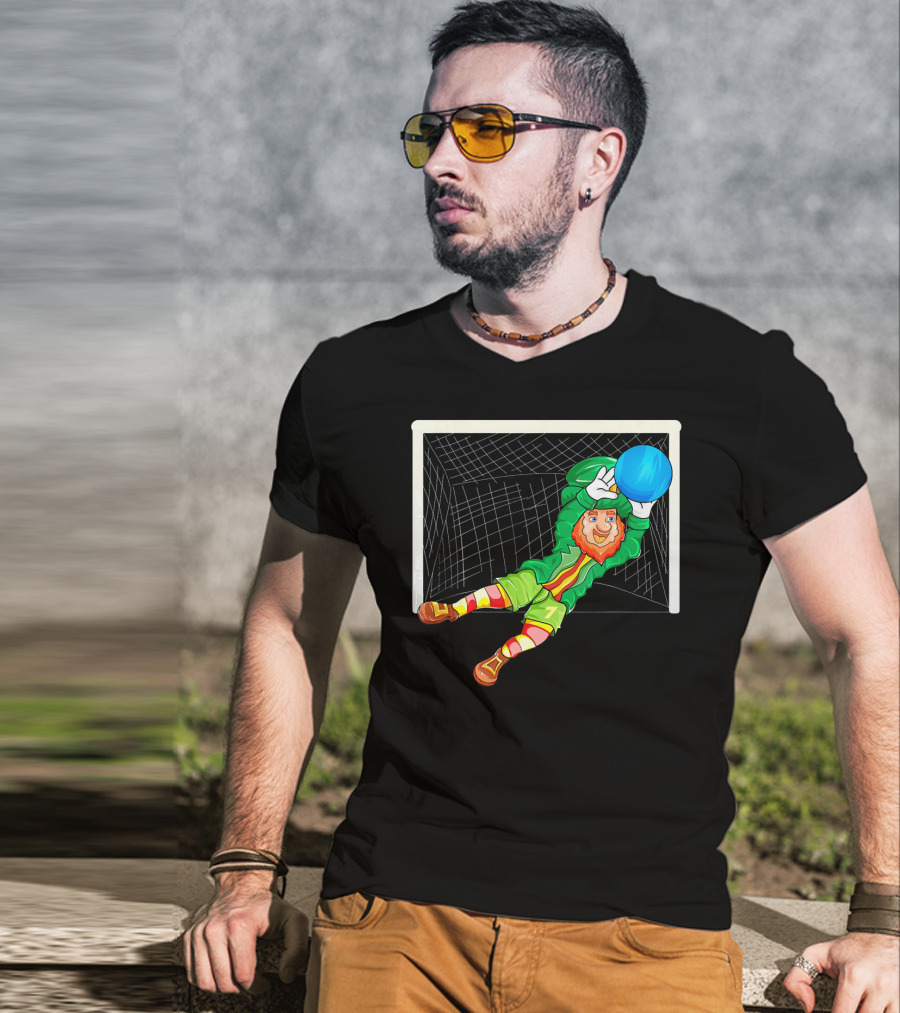 Football Soccer Keeper Leprechaun St Patrick's Goal Save T-Shirt