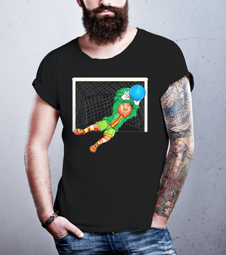 Football Soccer Keeper Leprechaun St Patrick's Goal Save T-Shirt