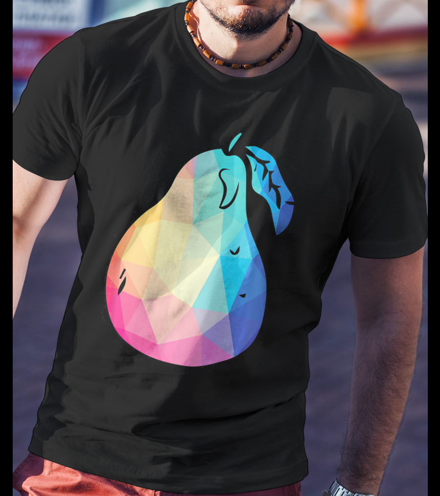 Low Poly Pear Vegetarian And Fru Geometric Colorful Polygon T-Shirt