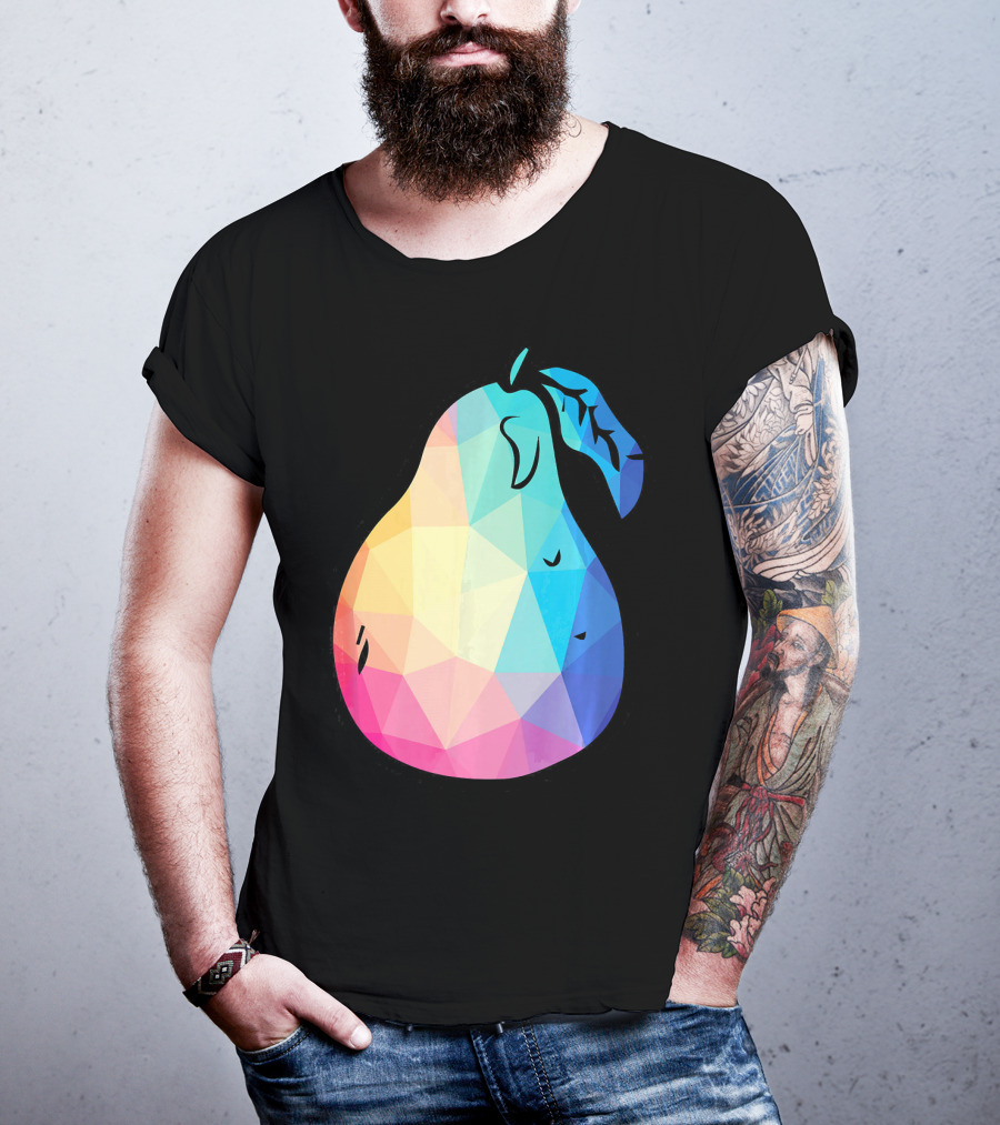 Low Poly Pear Vegetarian And Fru Geometric Colorful Polygon T-Shirt