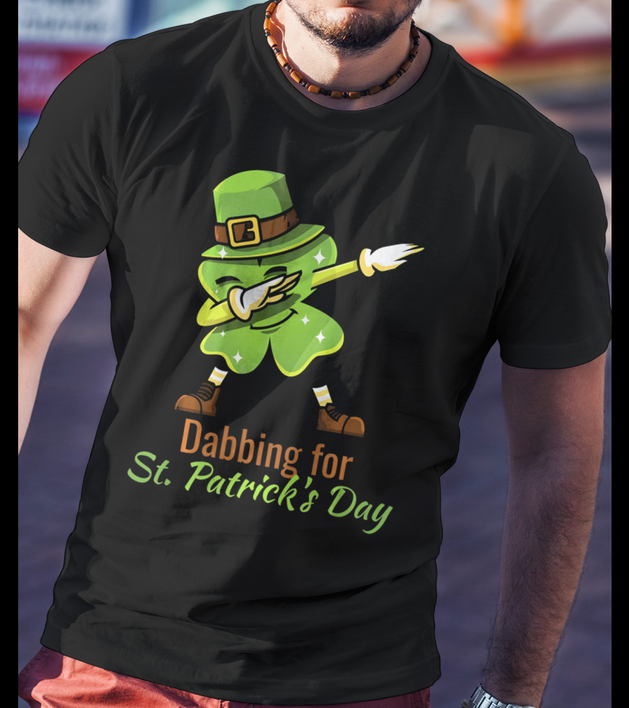 Dabbing For St. Patrick's Day Funny Dabbing Shamrock T-Shirt