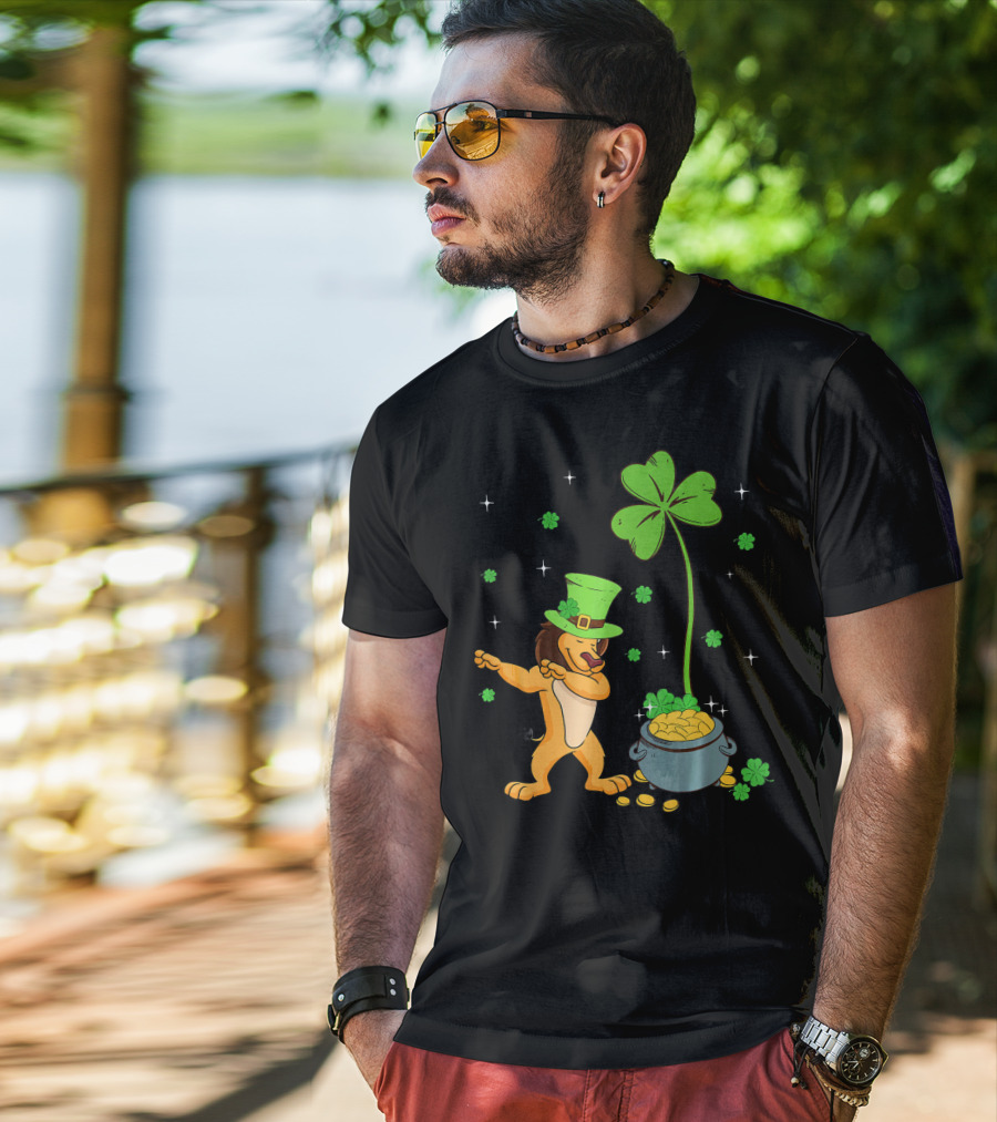 Shamrock Leprechaun Lion Pot Of Gold Clover Dance T-Shirt