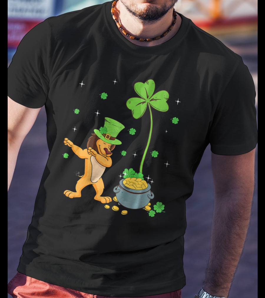 Shamrock Leprechaun Lion Pot Of Gold Clover Dance T-Shirt