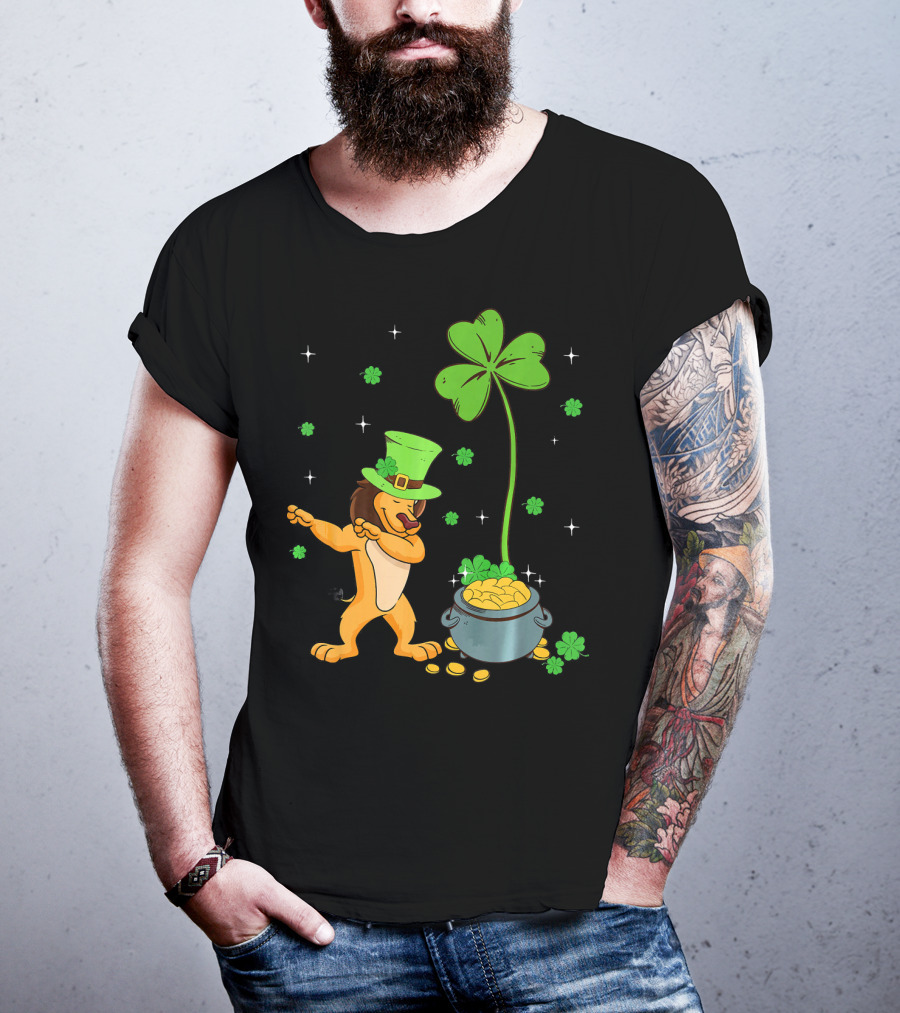 Shamrock Leprechaun Lion Pot Of Gold Clover Dance T-Shirt