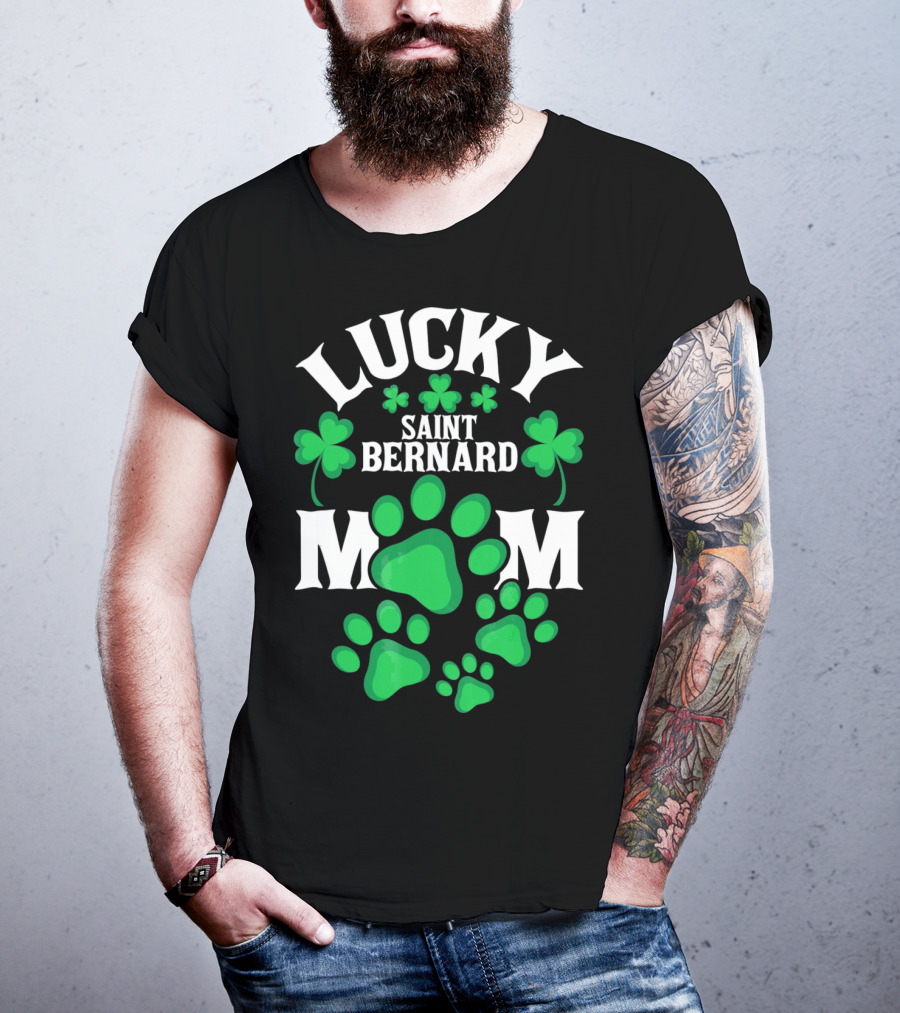 Lucky Saint Bernard Mom St. Patrick's Day T-Shirt
