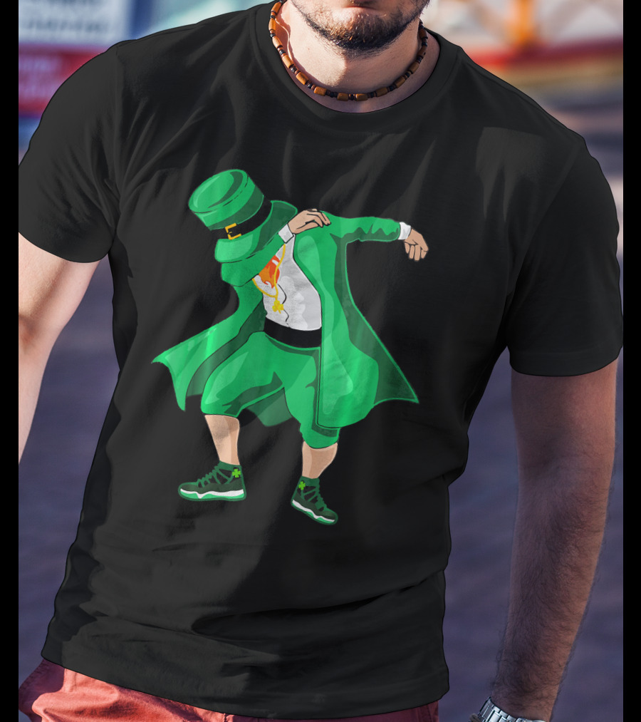 Dabbing Irish Leprechaun In Green Suit With Shamrock Shoes T-Shirt