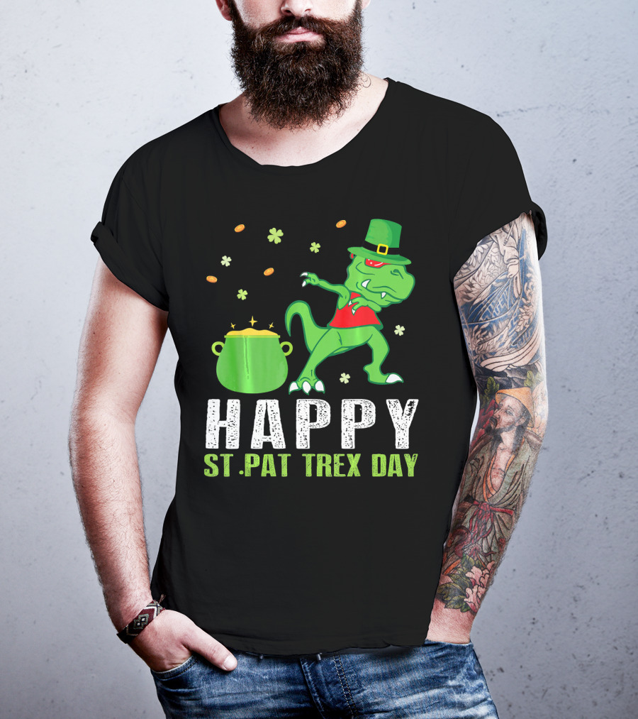 Hap St. Pat T-Rex Day Dinosaur Leprechaun Dab Spot Of Gold T-Shirt
